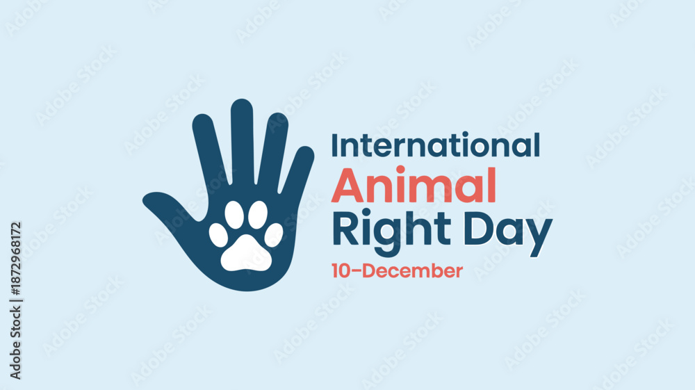 Fototapeta premium International Animal Right Day Symbol with Hand and Paw Print