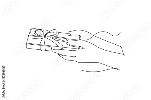 Friends Giving concept. Single line draw design. Vector graphic illustration