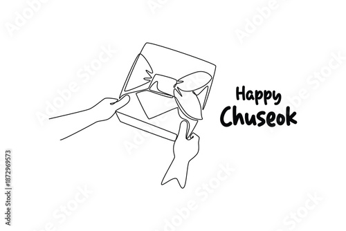 Chuseok Day concept. Single line draw design. Vector graphic illustration