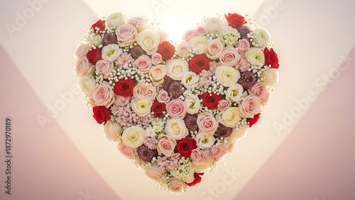 Valentine Heart Shaped Floral Arrangement on New Year Background