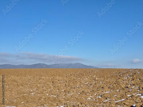 plowed field in winter