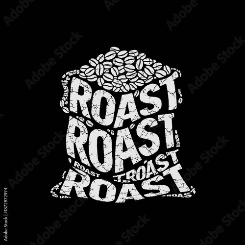 Coffee Bean Sack with Roast Typography Design.