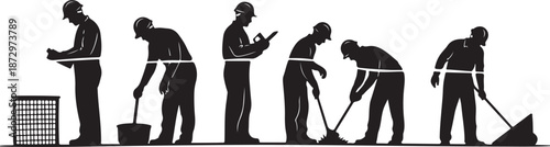 Man doing various gardening and yard work activities in sequence