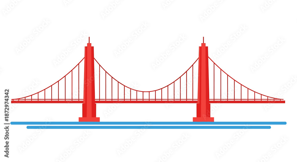 Fototapeta premium Iconic Golden Gate Bridge in San Francisco California with red towers and cables.