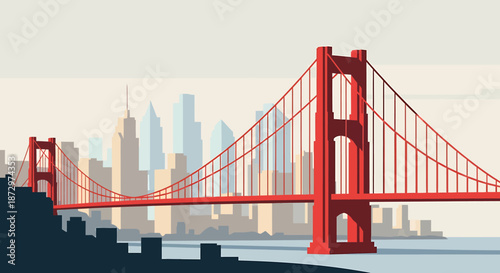 Iconic Golden Gate Bridge Spanning San Francisco Bay, California.