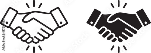 Agreement, deal, handshake icon. Line and glyph solid icon. pixel isolated on clean transparent background. Vector illustration.