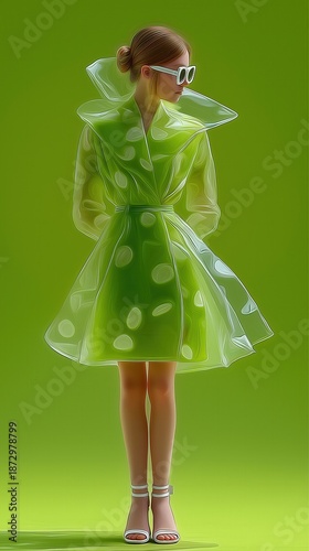 Elegant woman in green dres...