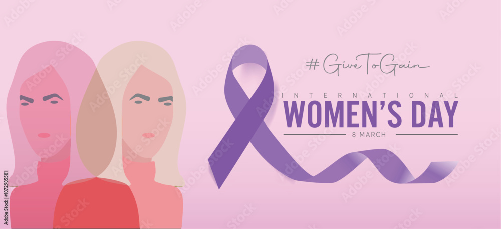 Fototapeta premium International Womens Day March 8 illustration featuring Giving Support and Empowerment. IWD2026 Give to gain campaign