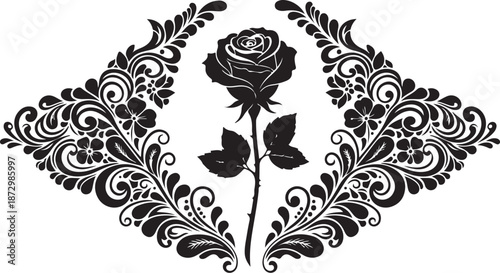 Black Rose Floral Vector Elements Set