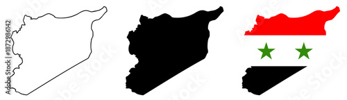 Syria Map Silhouette Set