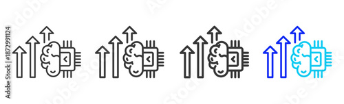 finance monitor icon set collection creative outline style for electronic data interchange with multiple thickness variations suitable for business system workflow integration