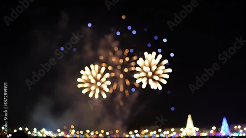 Vibrant Fireworks Display at Night.