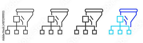 data channel icon set collection creative outline style for electronic data interchange with multiple thickness variations suitable for business system workflow integration