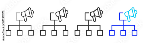 cable report icon set collection creative outline style for electronic data interchange with multiple thickness variations suitable for business system workflow integration