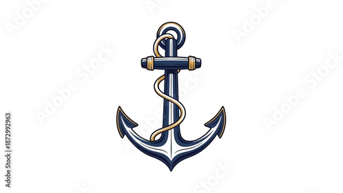 Nautical Anchor Symbol with Rope, Maritime Marine Emblem for Sea Travel and Ocean Adventure