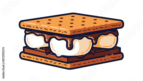 Delicious S'mores Sandwich with Gooey Marshmallows and Melted Chocolate