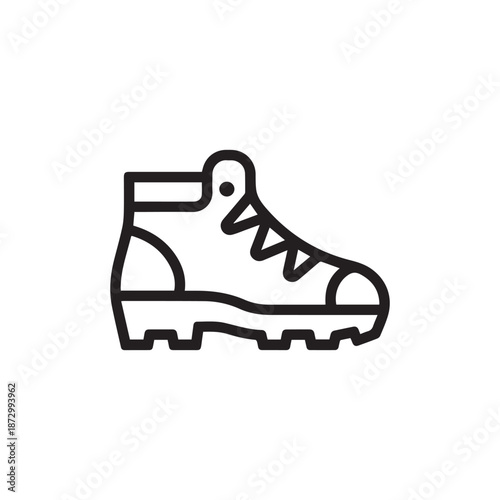 Minimalist Hiking Boot Line Art Icon for Outdoor Adventure and Trekking Footwear Design
