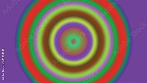 A vibrant abstract design featuring concentric circles of blended colors