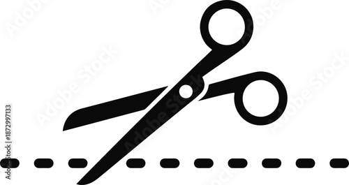 Scissors Cutting Dashed Line Icon vector illustration