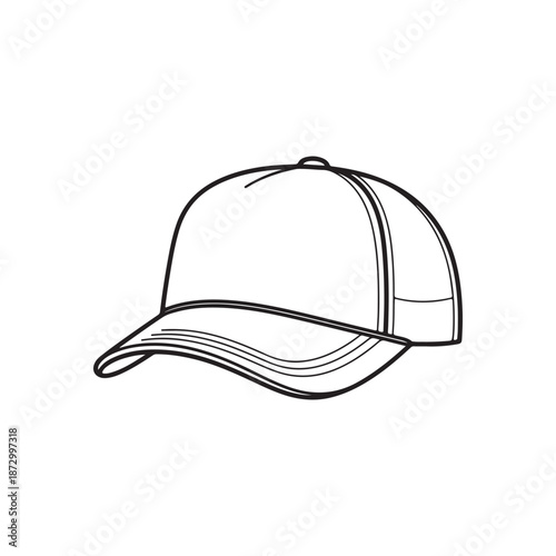 Black trucker hat outline vector flat illustration design