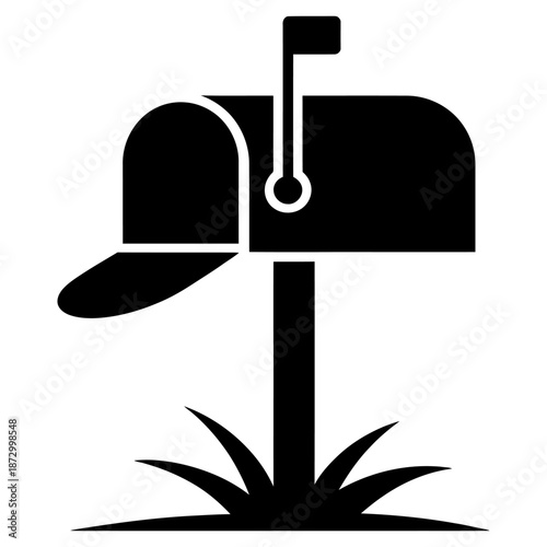 Mailbox Silhouette Icon Vector Illustration Isolated on White