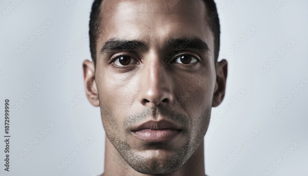Fototapeta premium Closeup Portrait of a Young Man with Intense Gaze 1.