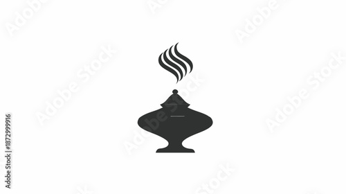 Elegant black silhouette of an ornate incense burner with rising smoke, ideal for aromatherapy, spa, meditation, spiritual, or fragrance concepts.