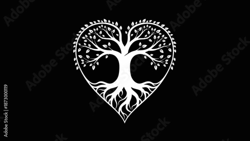 A simple black and white heart with wings representing love, romance, and a romantic decorative symbol