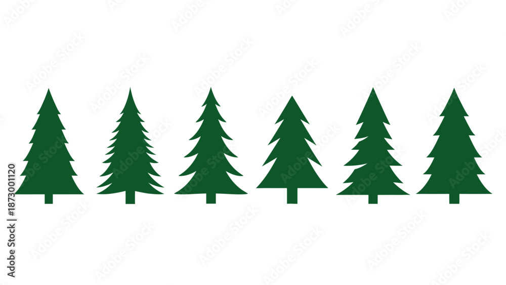 Obraz premium Set of Green Christmas Trees.