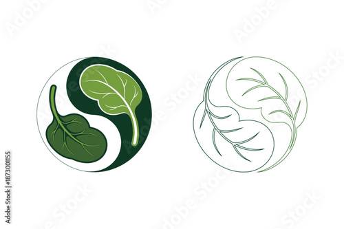 Yin Yang Leaf Nature Logo