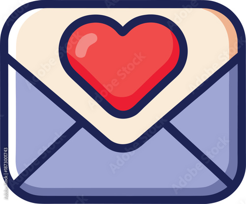 Sealed with a Heart: An illustrated envelope, adorned with a vibrant red heart, symbolizes heartfelt communication and expressions of love.