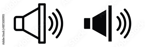 Sound speaker icons with sound waves emitting,Sound volume icons set vector illustration, Speaker Set Icon, Sound Icon, Volume level icons increases and decreases, speaker sign, audio control icon set