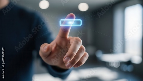 Index finger reaching to select virtual UI element
