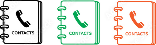 Vibrant contacts icons with phone symbols on notebooks for business organization