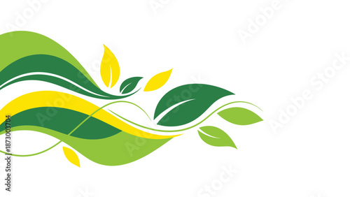 Vibrant green and yellow leaf design elements for eco friendly projects