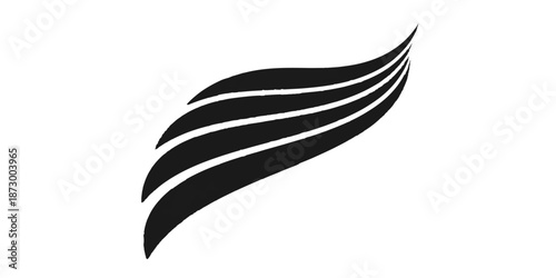 Black and white vector illustration of an angel feather symbol design