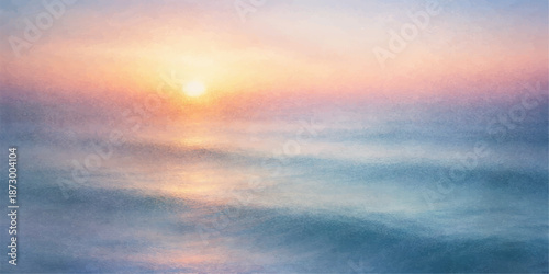 Beautiful sunset or sunrise over the sea with orange and red clouds in the bright sky light