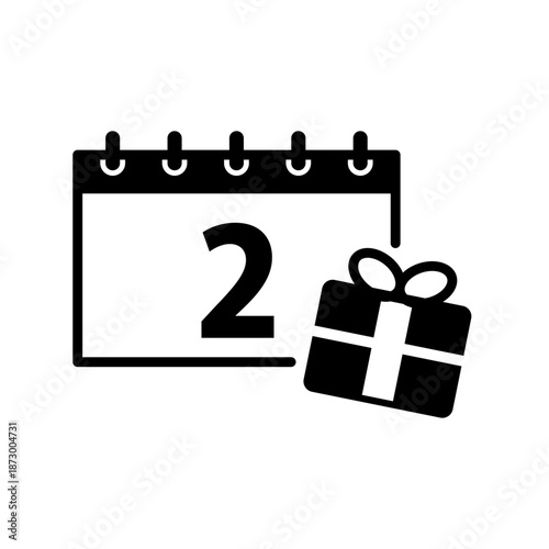 バレンタインをイメージした、２月のカレンダーのアイコン