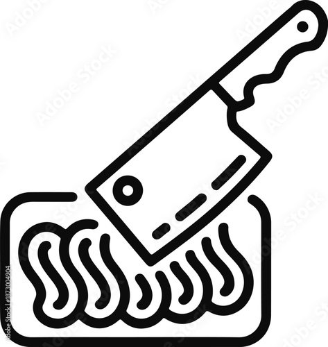 Meat Grinding Icon with Cleaver and Ground Meat cleaving