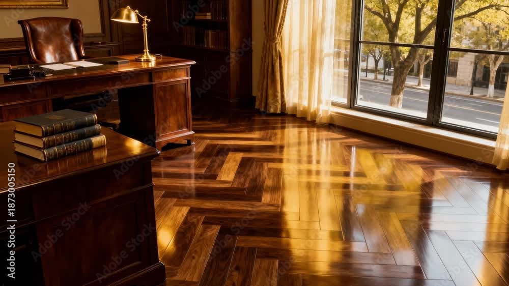 custom made wallpaper toronto digitalMedium shot of a study featuring a classic herringbone floor pattern that complements the sophisticated and cozy workspace environment