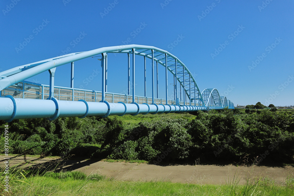 Obraz premium 水管橋と河川敷（加古川）