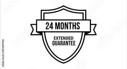 Extended guarantee shield icon symbol.