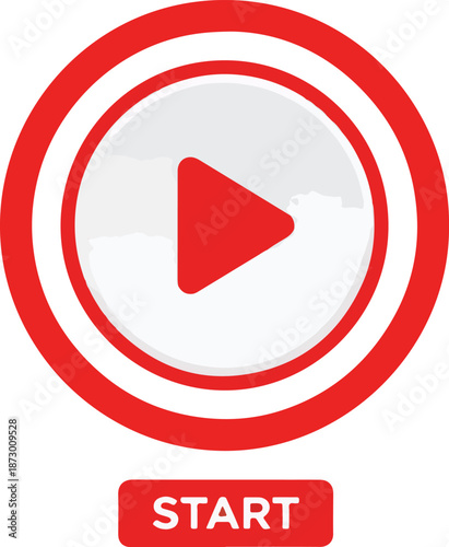 Red Play Button Icon with Start Button Below.