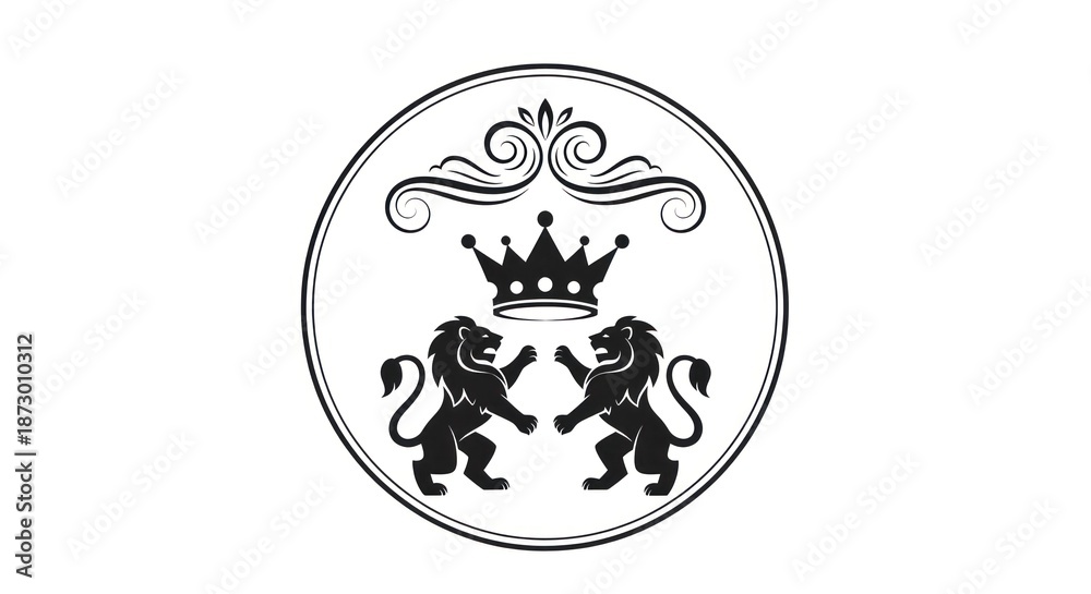 Fototapeta premium Black lions crest heraldry symbol.