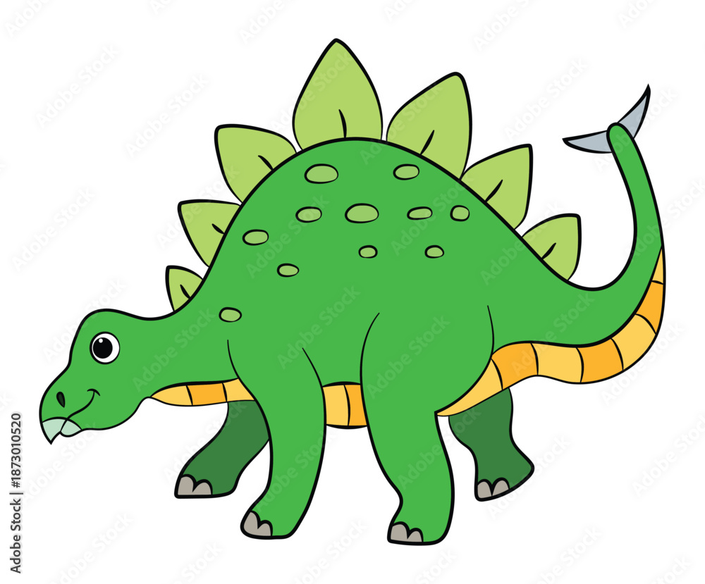 Fototapeta premium Green stegosaurus isolated on white background