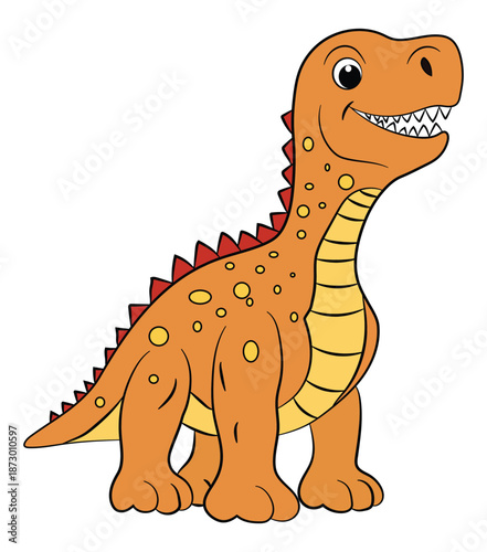 Cartoon carnotaurus dinosaur on a white background