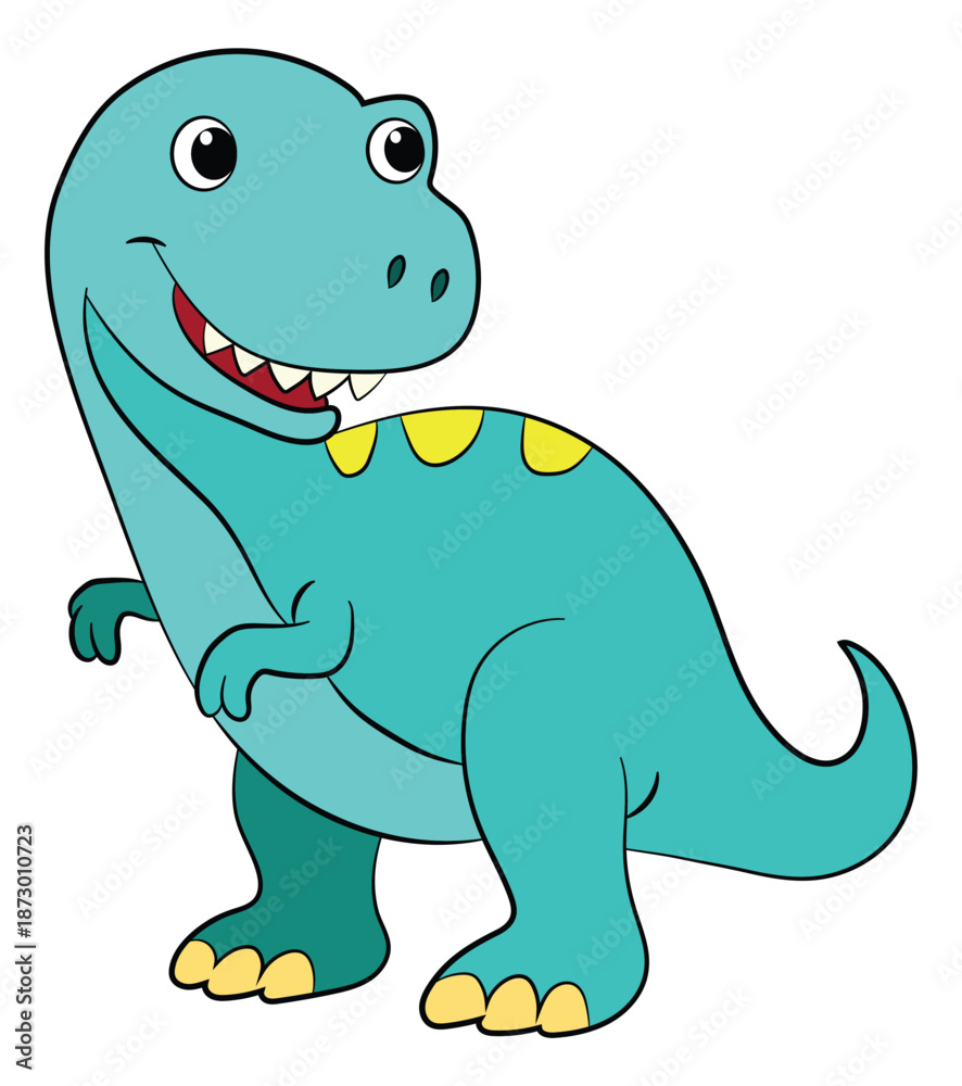Obraz premium Smiling tyrannosaurus rex baby on a white background
