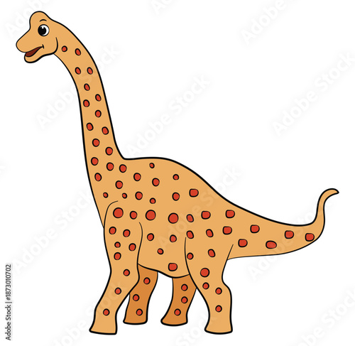 Cute baby brachiosaurus dinosaur on a white background