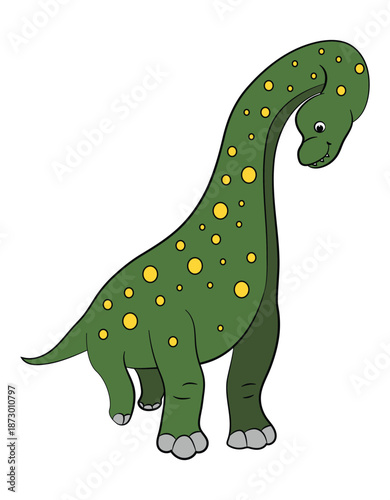 Big brachiosaurus dinosaur on a white background