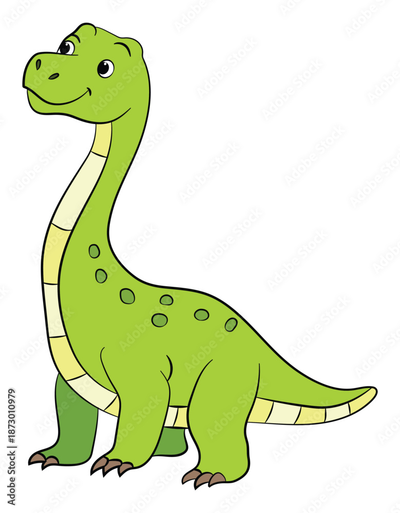 Fototapeta premium Funny cartoon apatosaurus dinosaur on a white background
